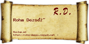 Rohm Dezső névjegykártya